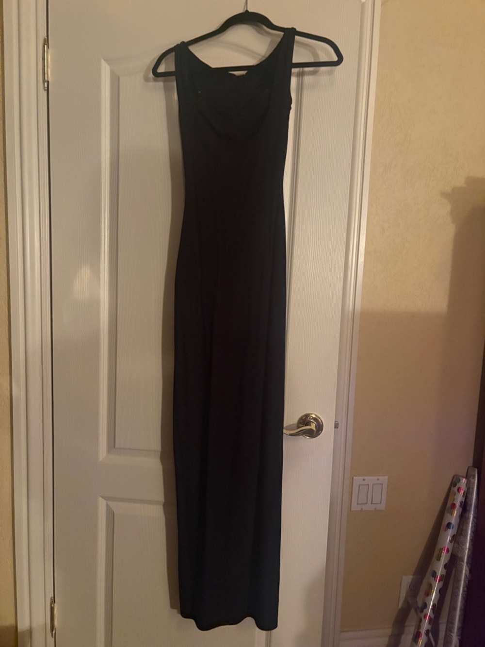Skims Black Maxi Dress with a built-in black lace bra